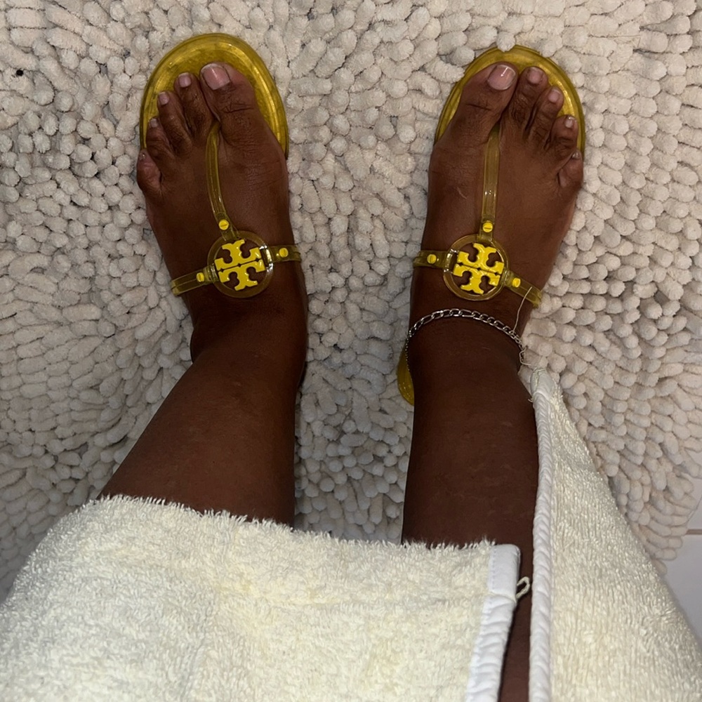 Yellow Tory Burch Jelly Flip Flops MINI MILLER JELLY SANDAL